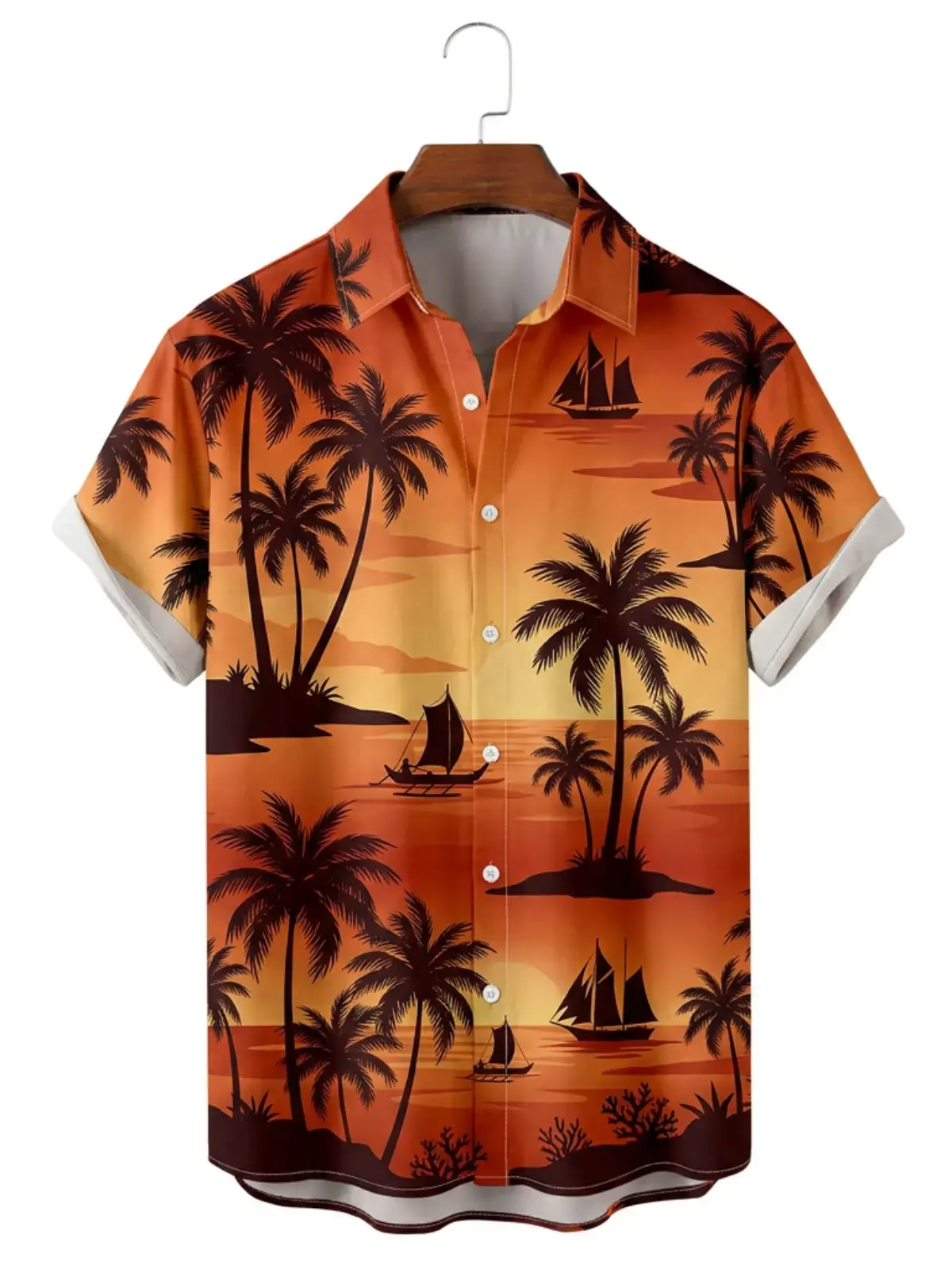 Men's printed shirts Sunset Sail Palm Tree Hawaiian Shirt