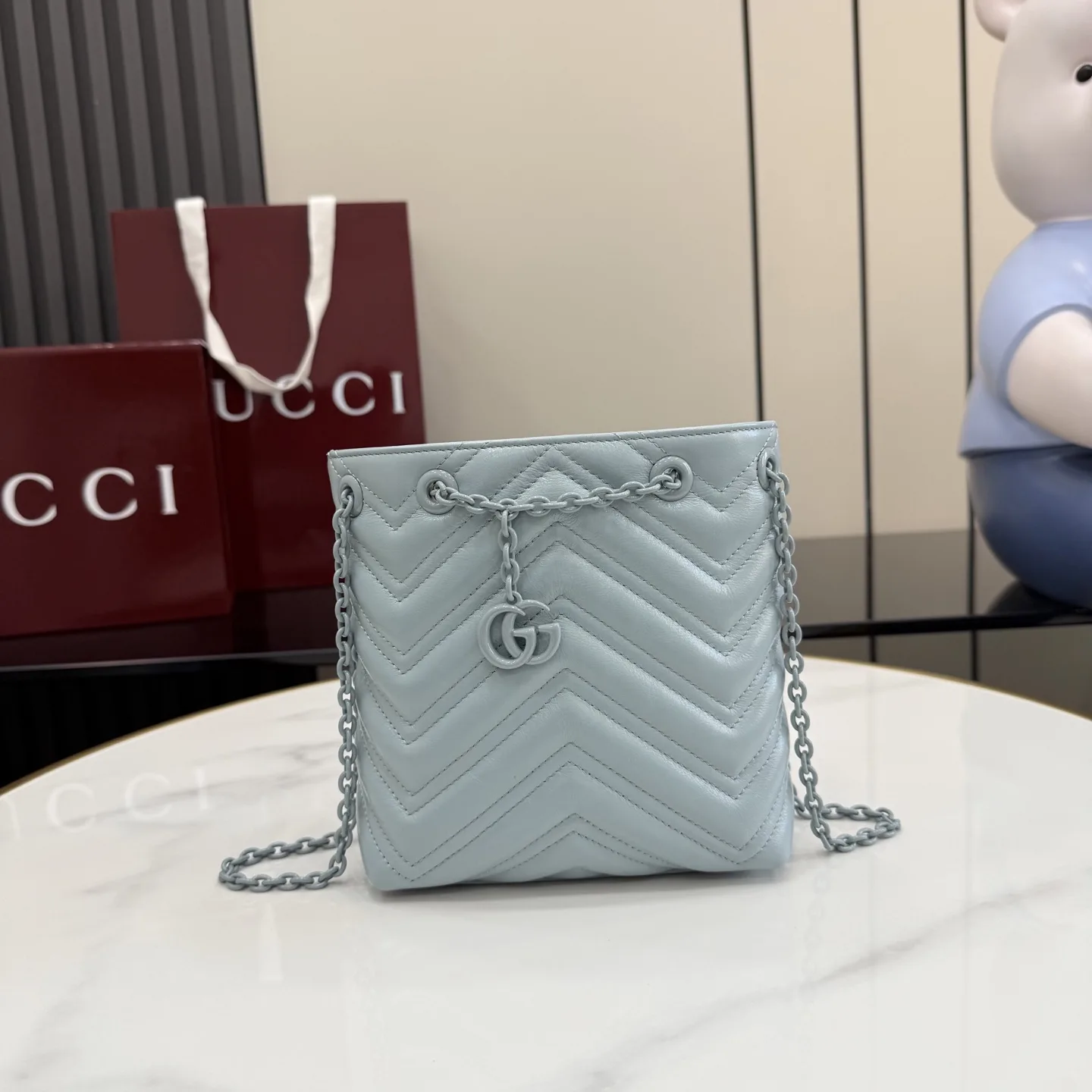 Gucci Marmont Blue GG Supreme Canvas Bucket Bag product photo from LabelPicks