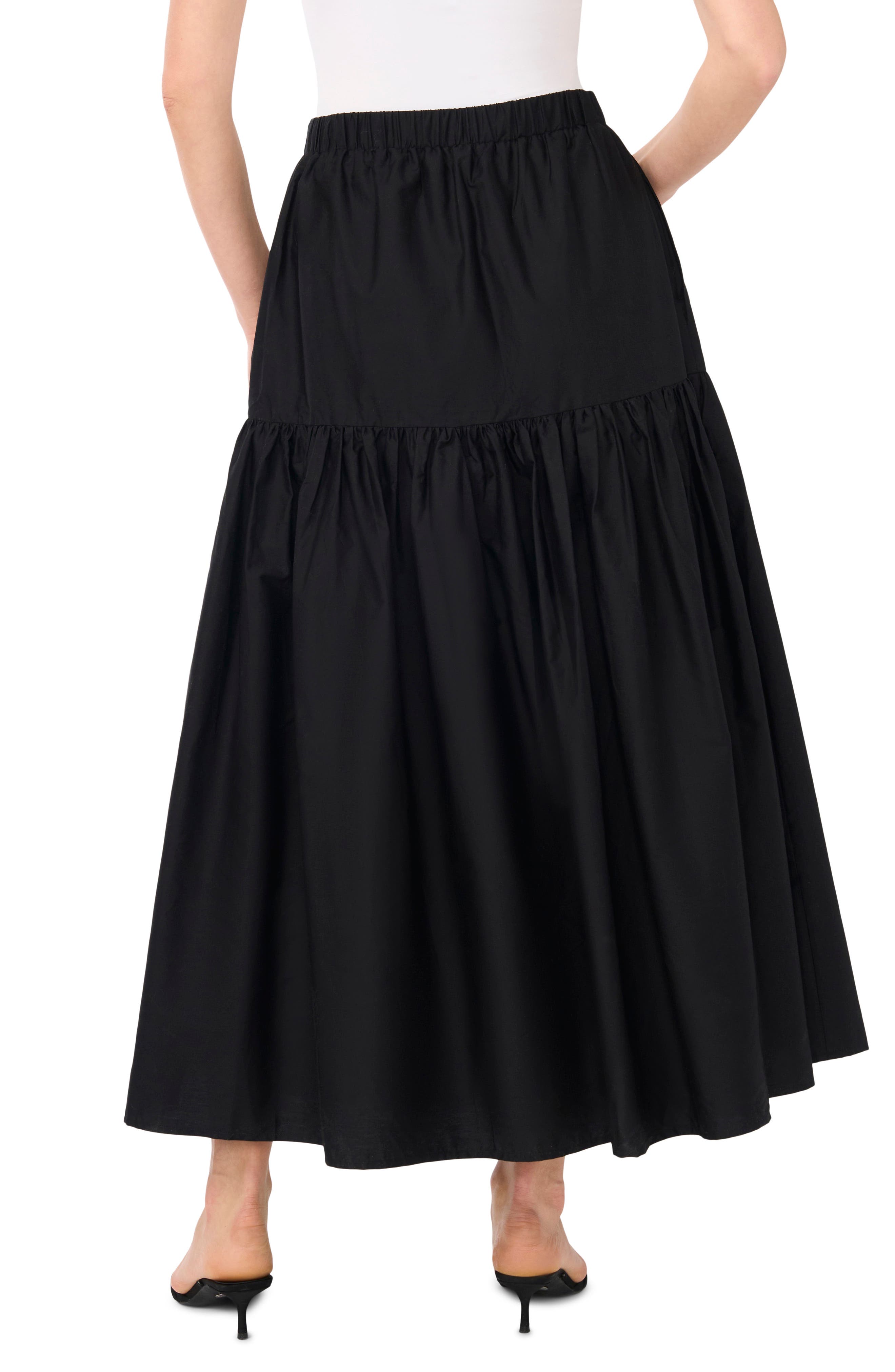 1.STATE Tiered Cotton Maxi Skirt