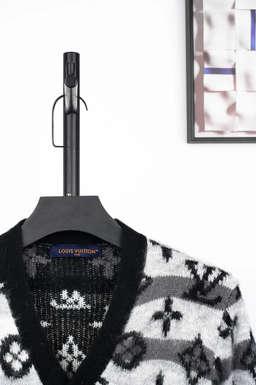 Louis Vuitton Black White Monogram Mohair Blend Cardigan product photo from LabelPicks