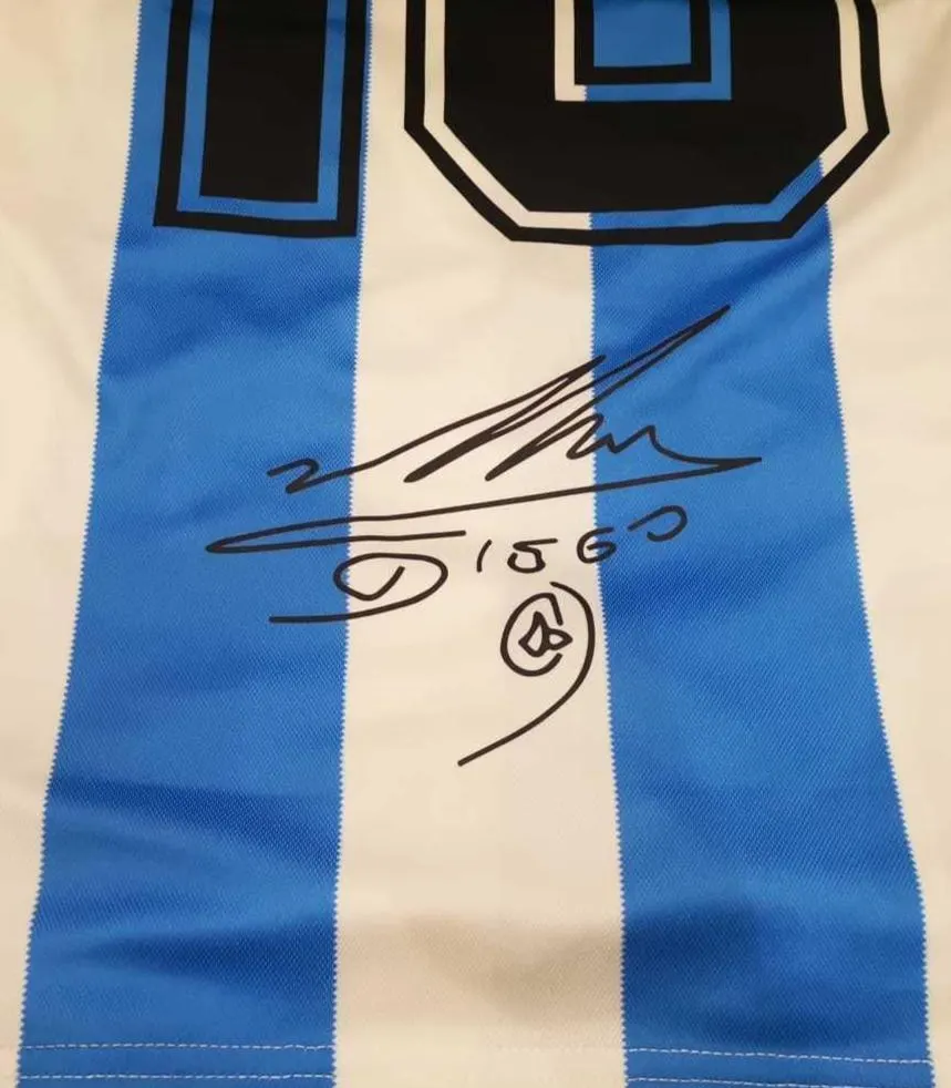 Diego Maradona SIGNED Argentina 1986 Home Jersey/Shirt - COA - Retro