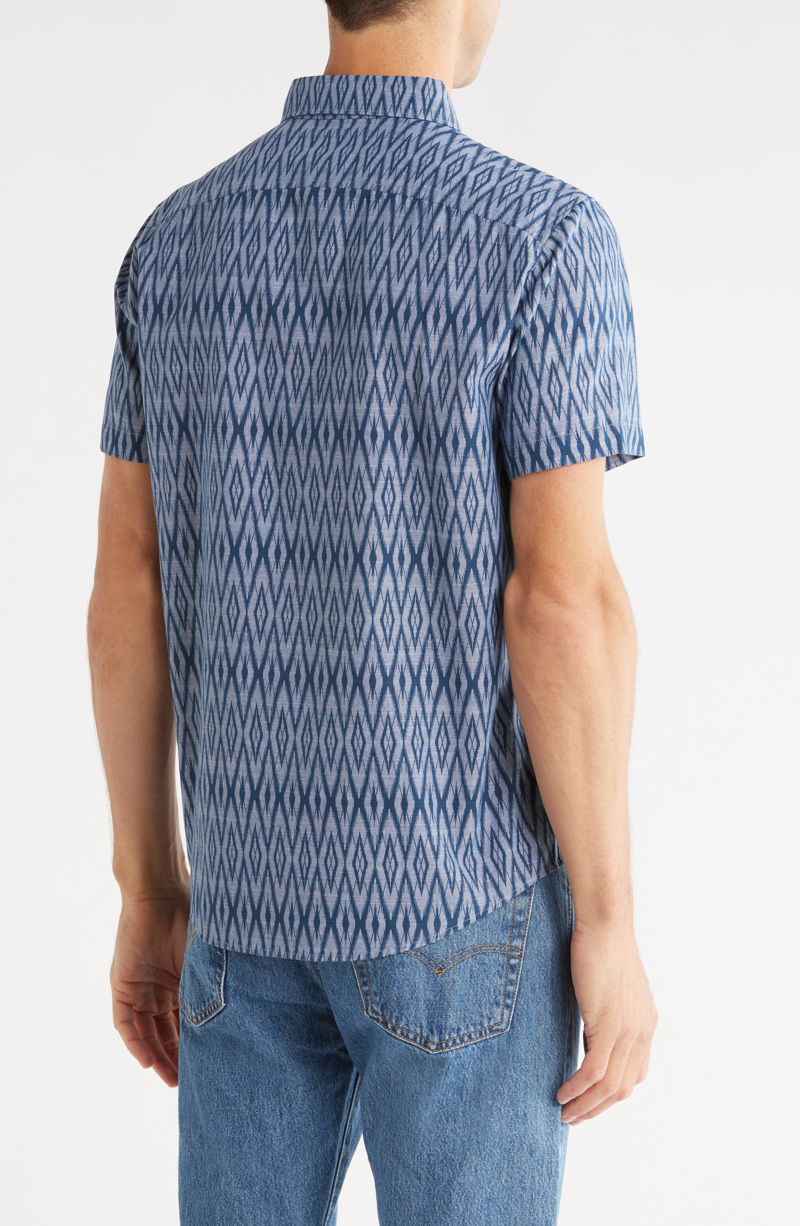 Original Penguin Geometric Print Stretch Cotton Button-Up Shirt