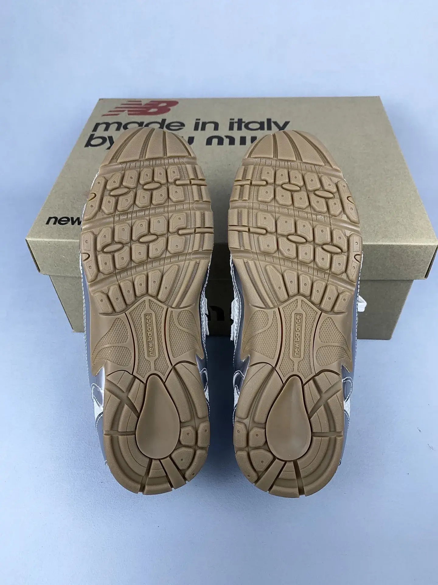 New Balance X Miu Miu 530 SL metallic leather and mesh sneakers product photo from LabelPicks