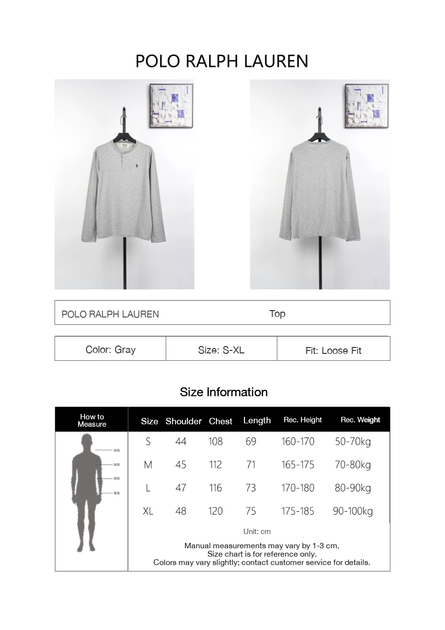 Ralph Lauren Light Grey Pony Embroidered Henley Long Sleeve T-Shirt product photo from LabelPicks