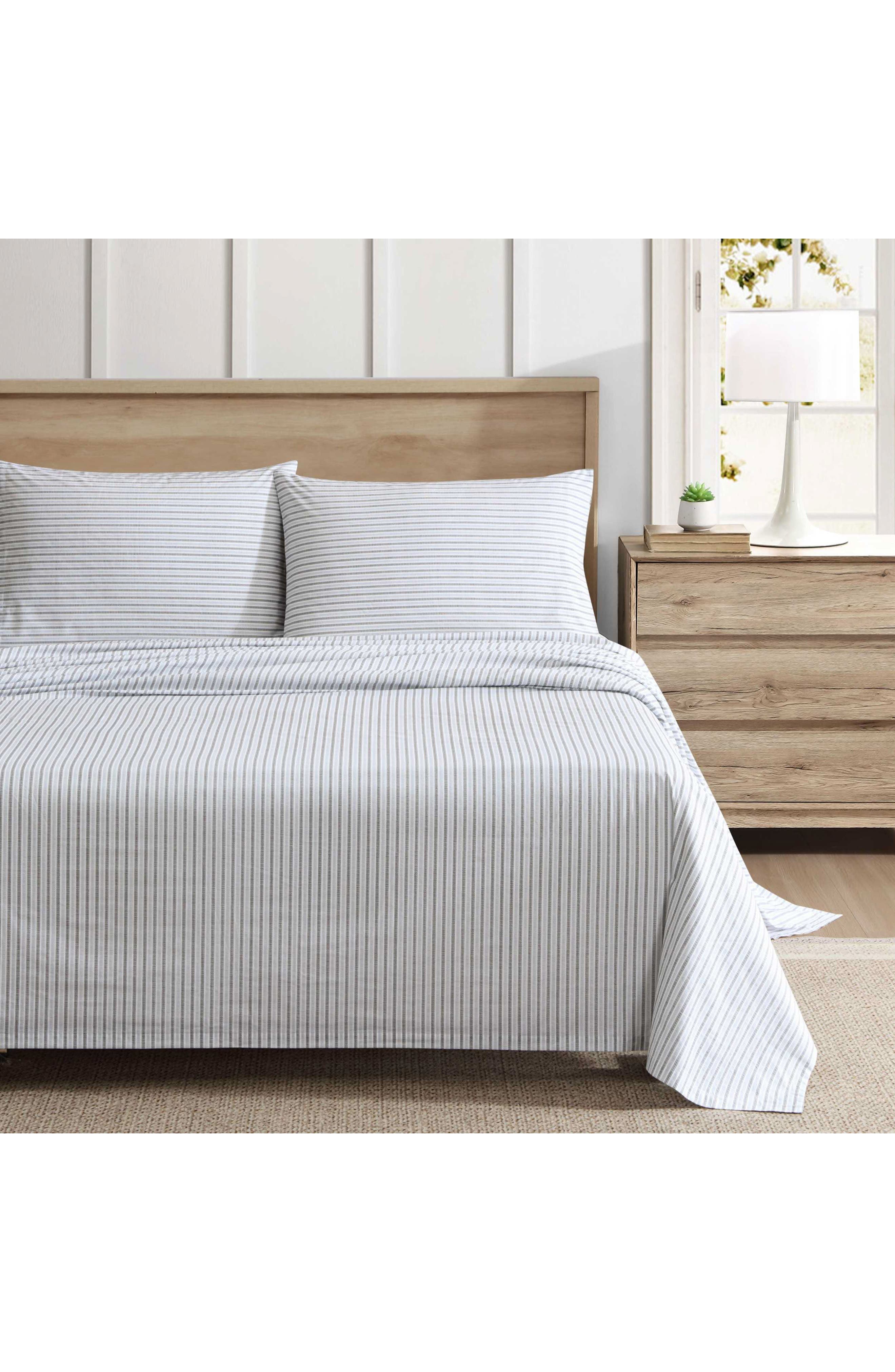 Eddie Bauer Ticking Stripe 200 Thread Count Cotton Percale Sheet Set