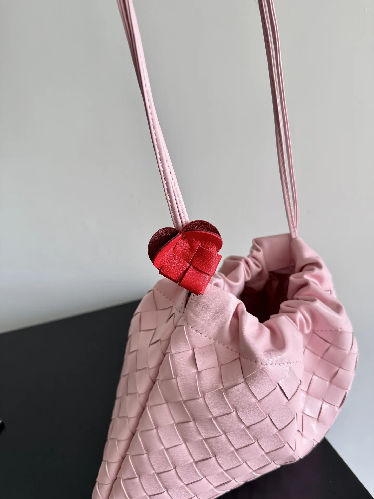 Bottega Veneta Pink Dustbag Intrecciato Woven Leather Bucket Bag product photo from LabelPicks