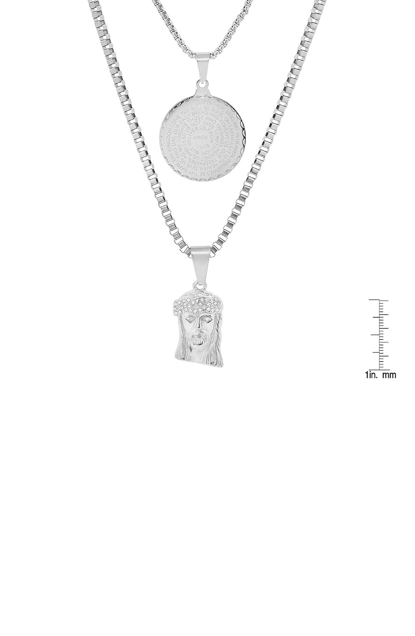 HMY JEWELRY Stainless Steel Simulated Diamond 2-Piece Necklace Chain Set