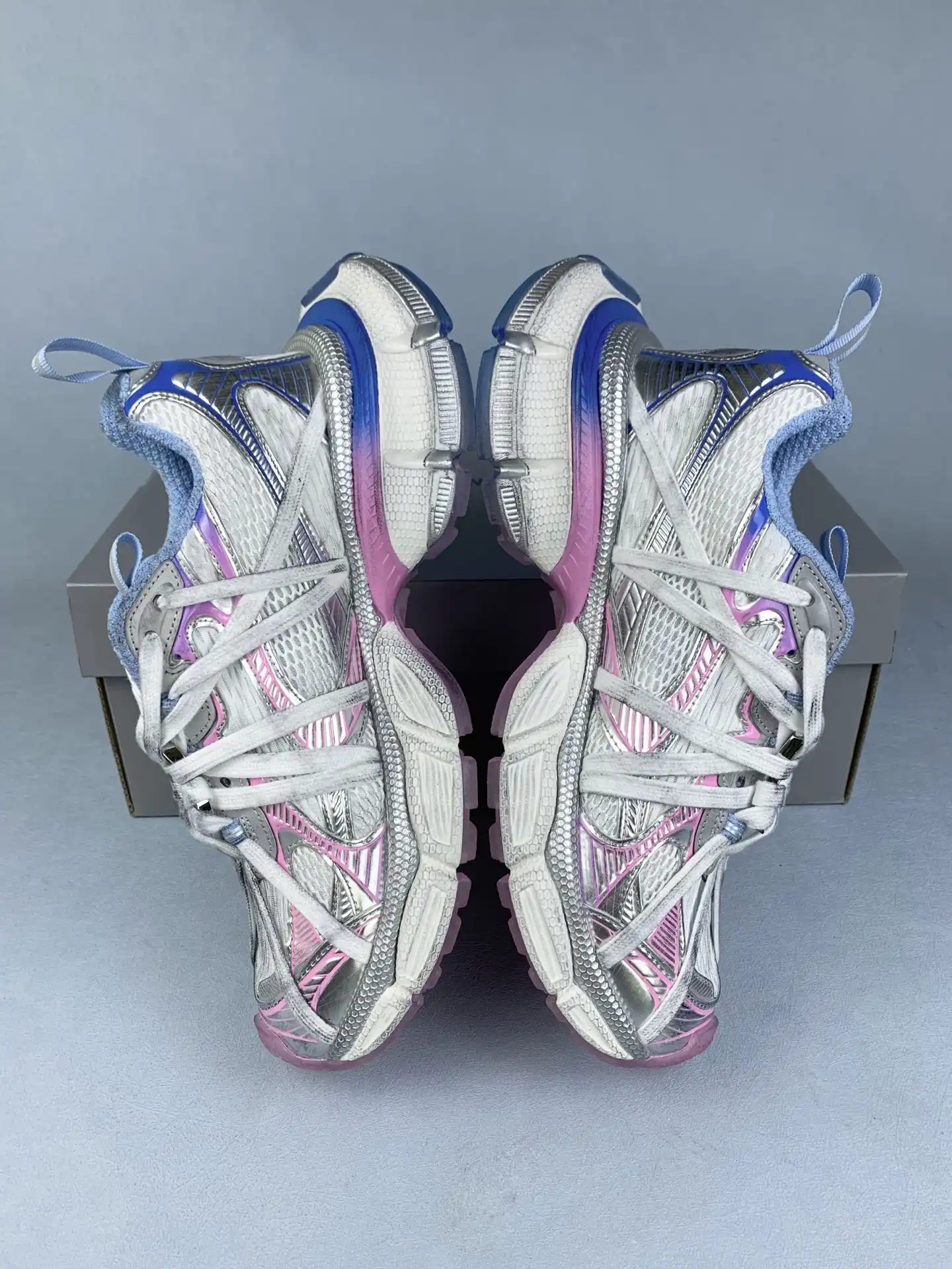 3XL Extreme Laces B Sneaker in White/Grey/Blue/Pink product photo from LabelPicks