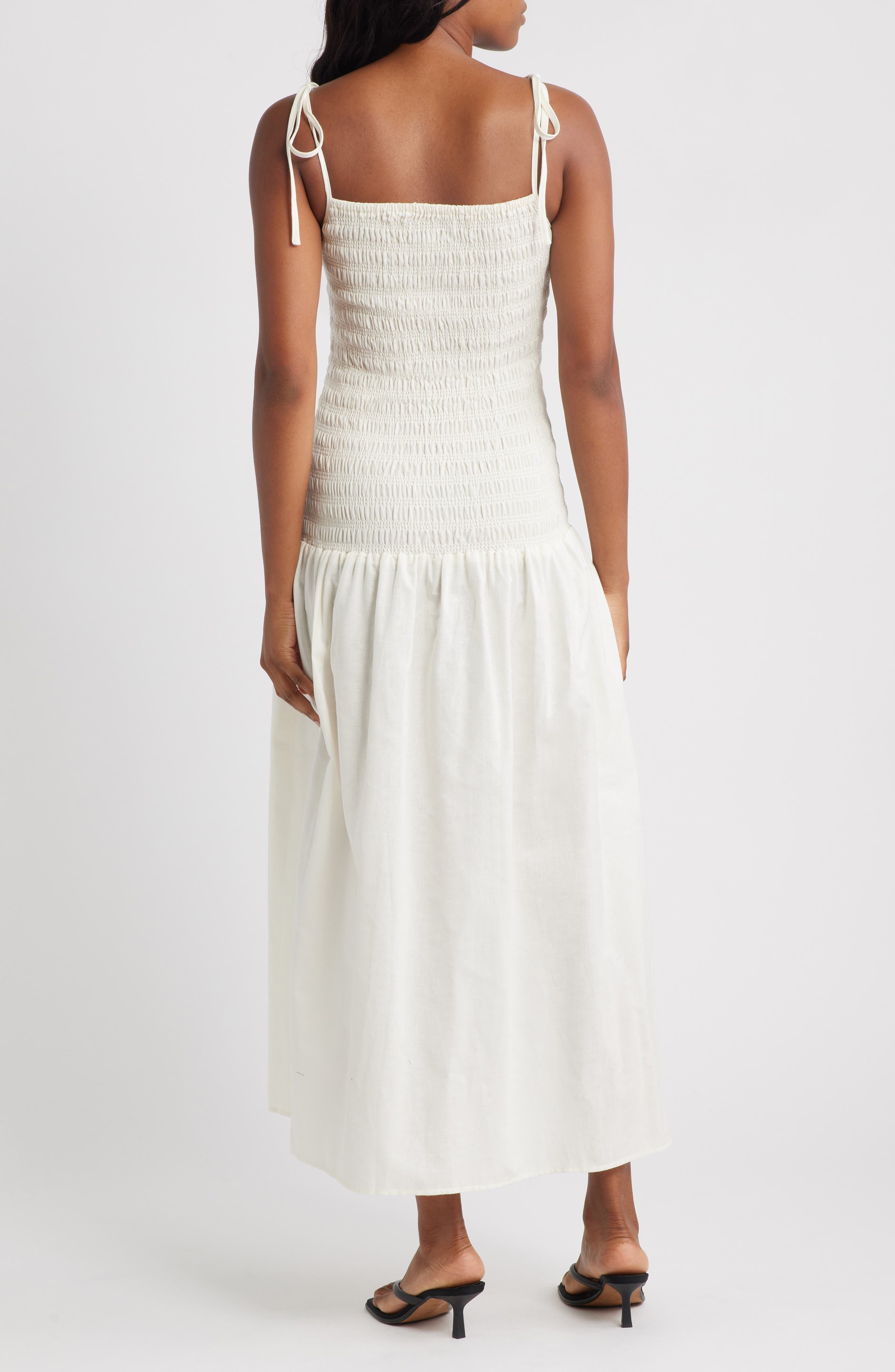 Topshop Shirred Linen Midi Sundress