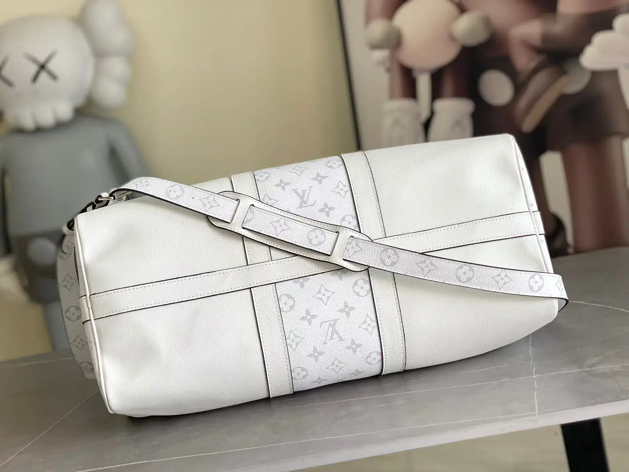 Louis Vuitton Keepall White Canvas and Leather Tote Bag product photo from LabelPicks