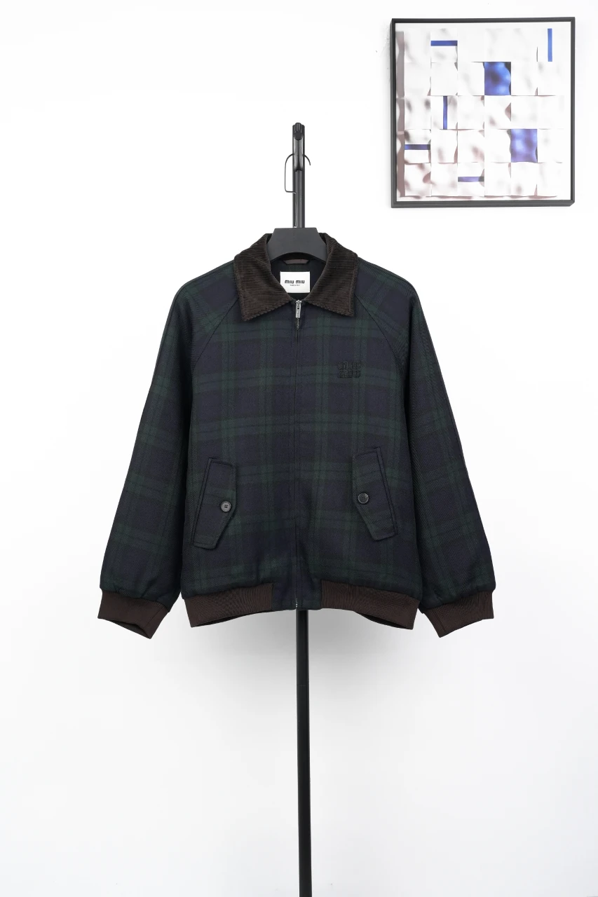 Miu Miu Dark Green Check Logo Padded Jacket product photo from LabelPicks