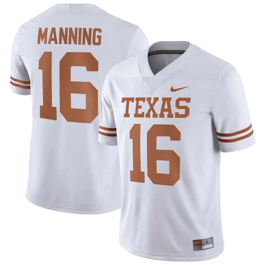 Men's Nike Arch Manning White Texas Longhorns NIL Replica Football Jersey - White/Orange