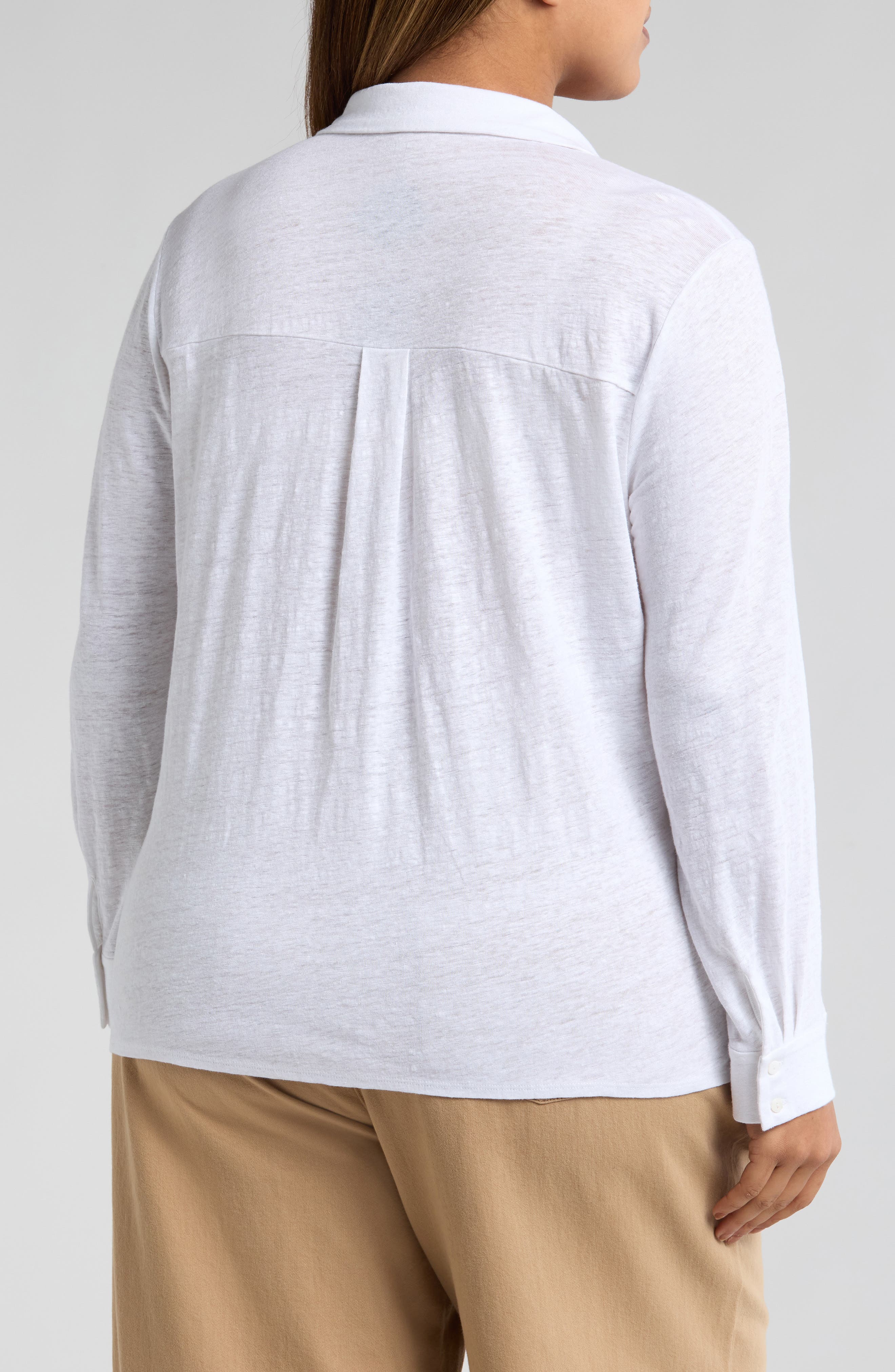 Eileen Fisher Classic Collar Organic Linen Button-Up Shirt