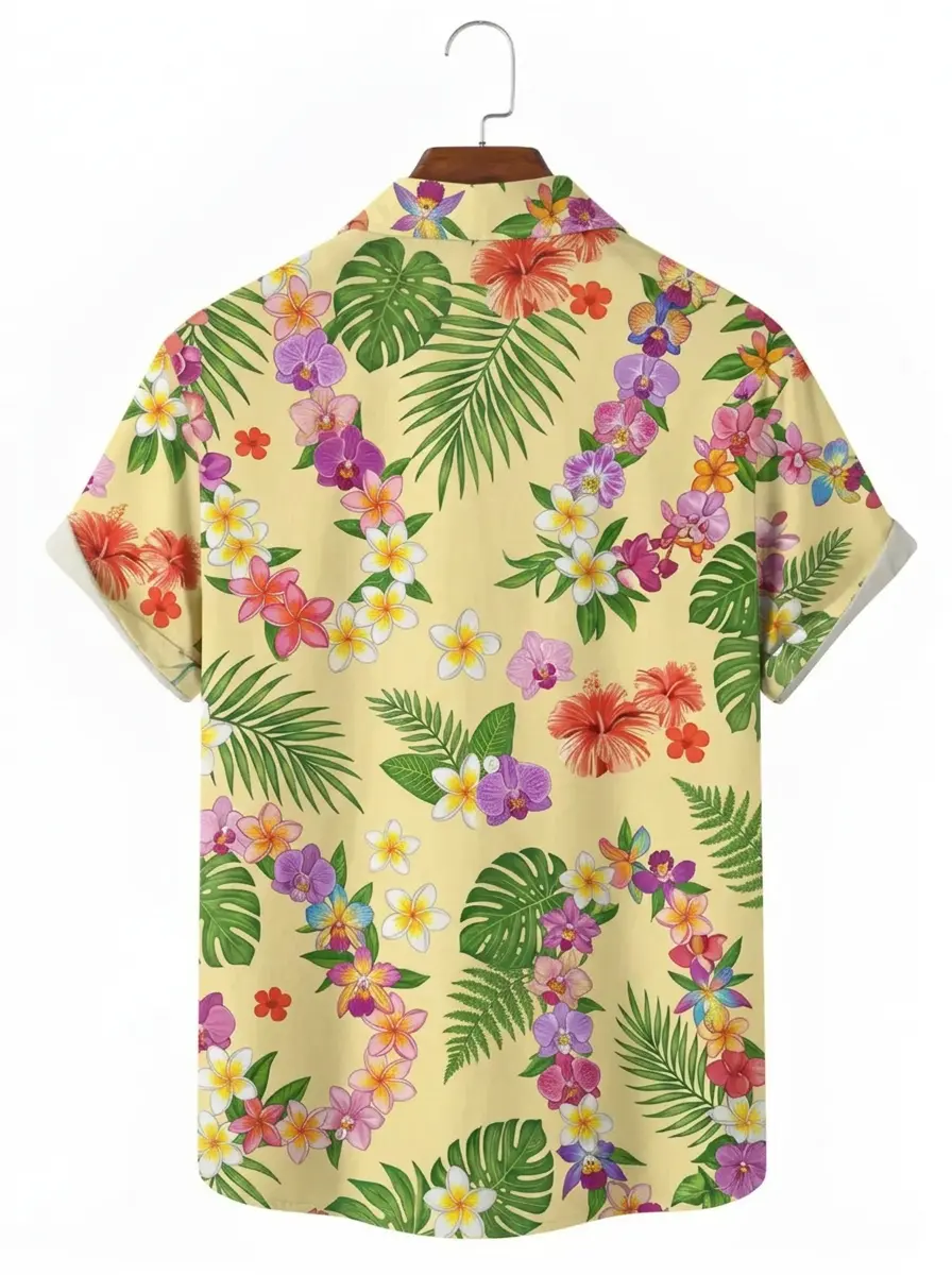 Men's printed shirts Tropical Orchid Floral Hawaiian Shirt