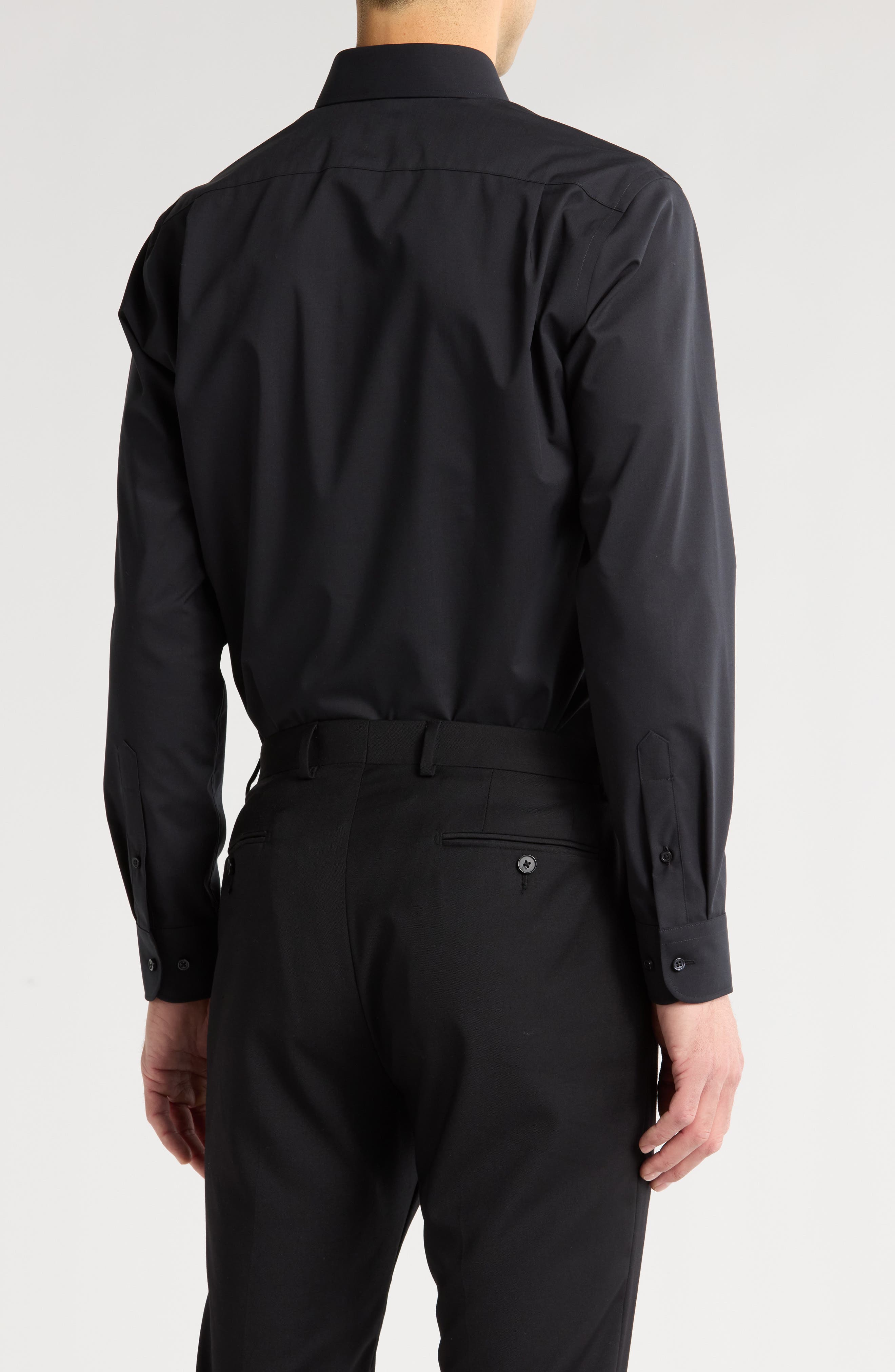 NORDSTROM RACK Trim Fit Solid Cotton Blend Dress Shirt