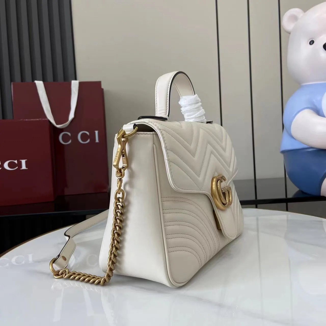 Gucci White Marmont GG Supreme Canvas Top Handle Bag product photo from LabelPicks