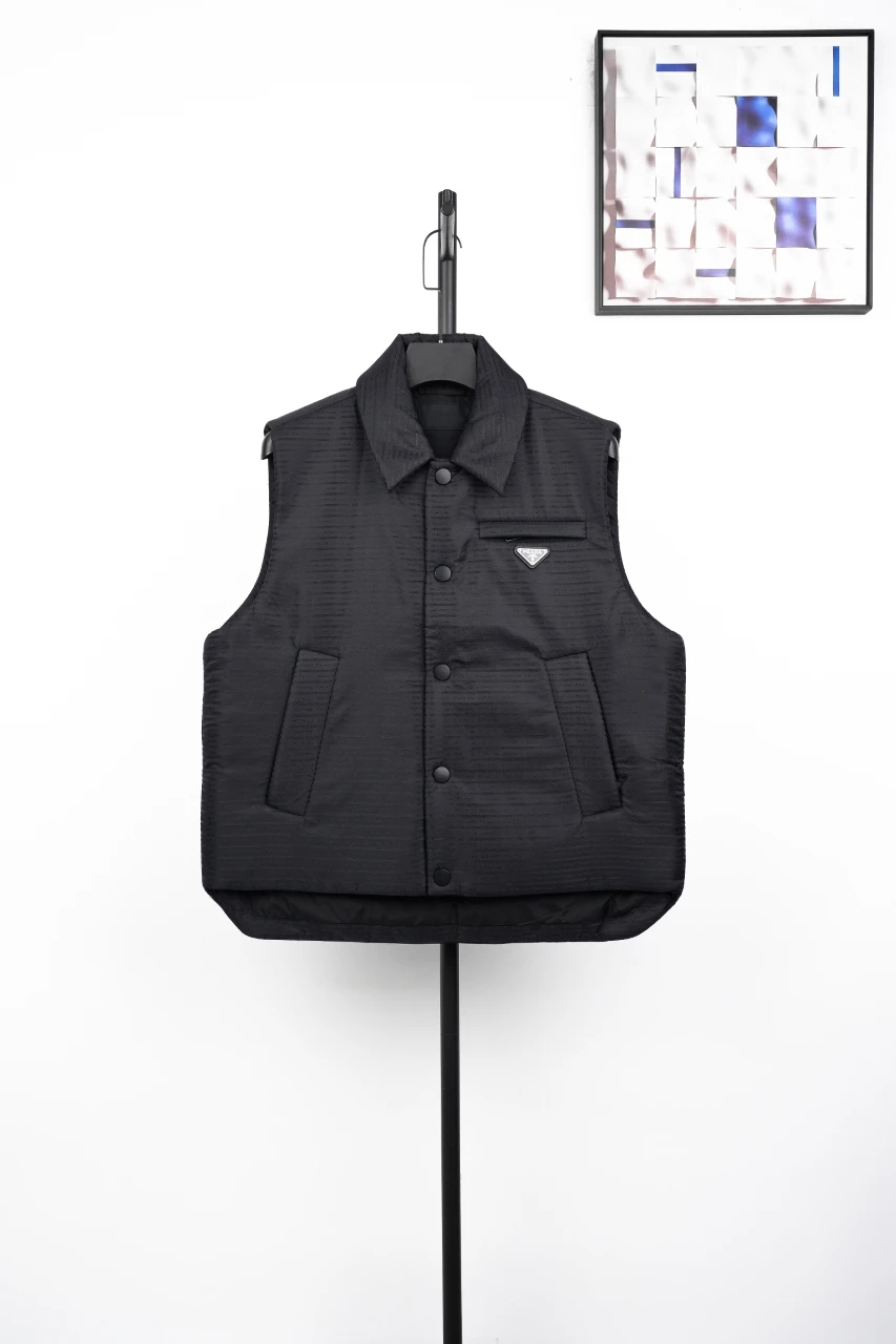 Prada Black Jacquard Triangle Logo Padded Vest product photo from LabelPicks
