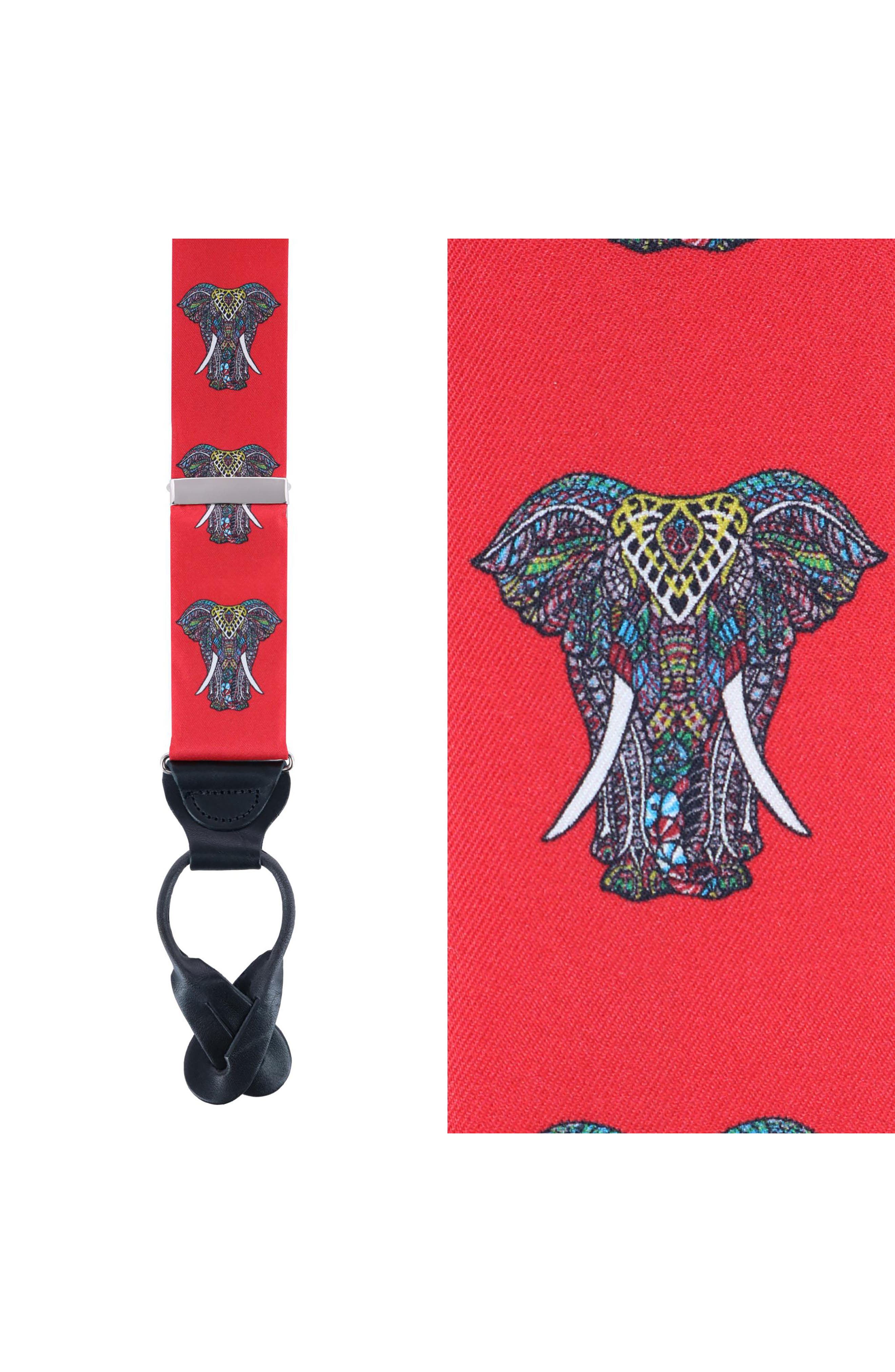 Trafalgar Trobal Elephant Print Silk Suspenders