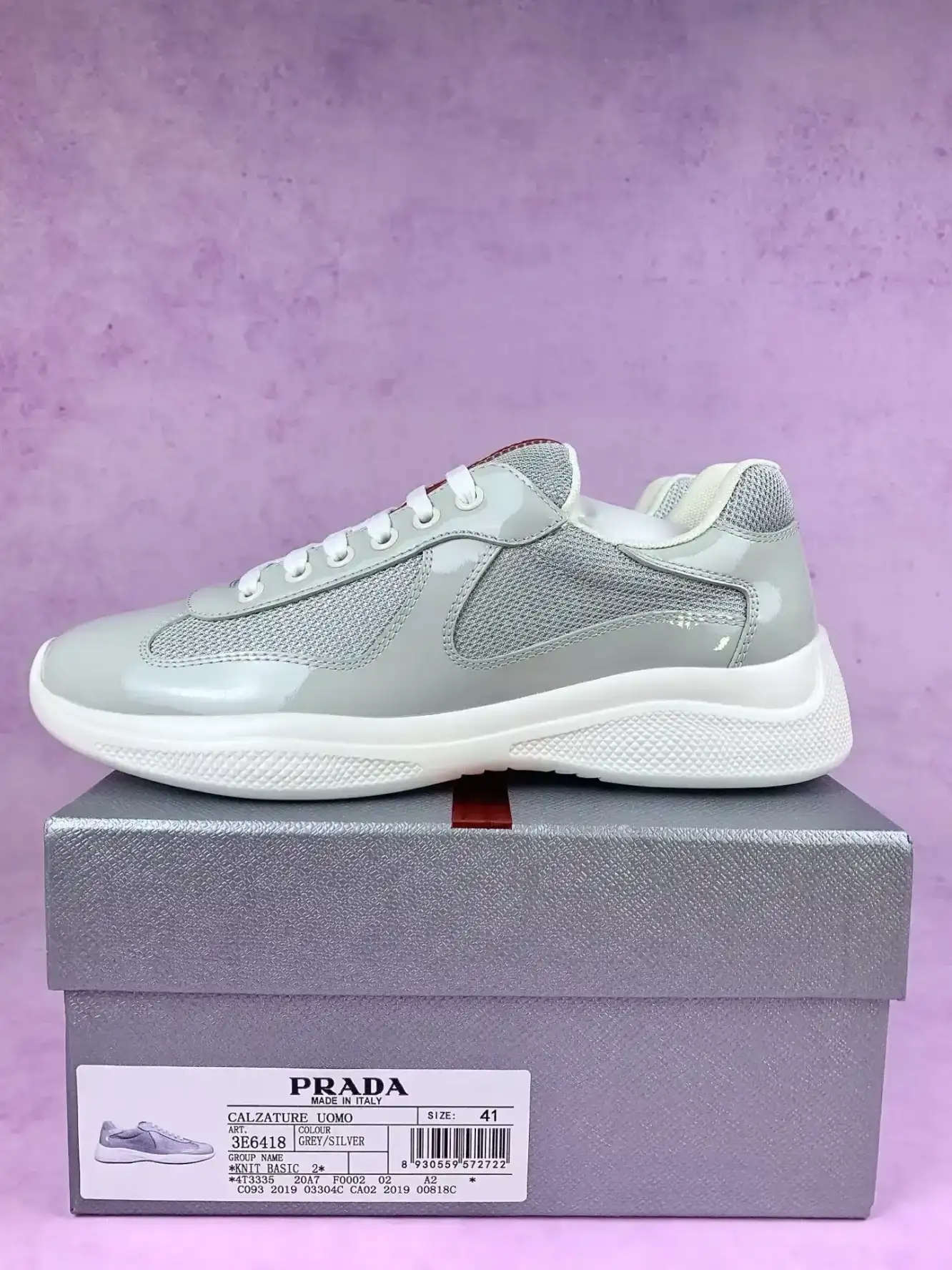 Patent leather and technical fabric Prada America's Cup sneakers product photo from LabelPicks
