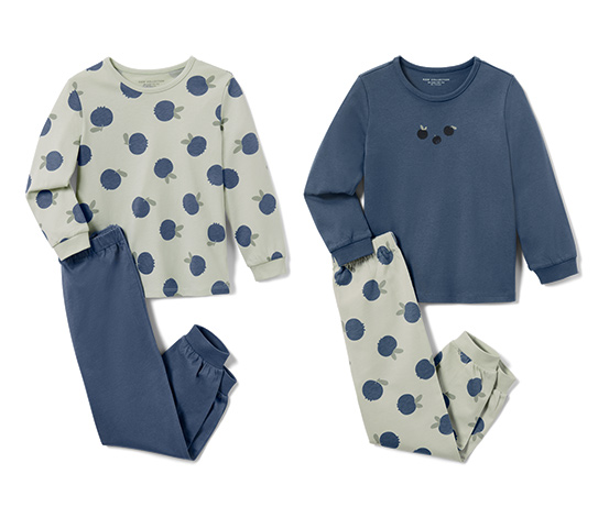 2 Kinder-Pyjamas, lang, blau/grün