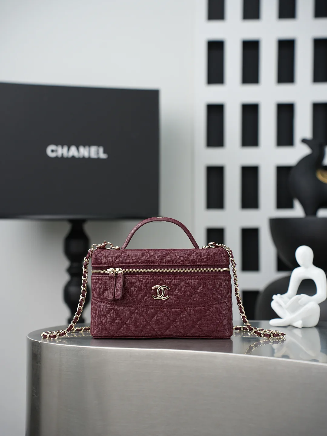 Chanel Burgundy Quilted Leather Top Handle Bag product photo from LabelPicks
