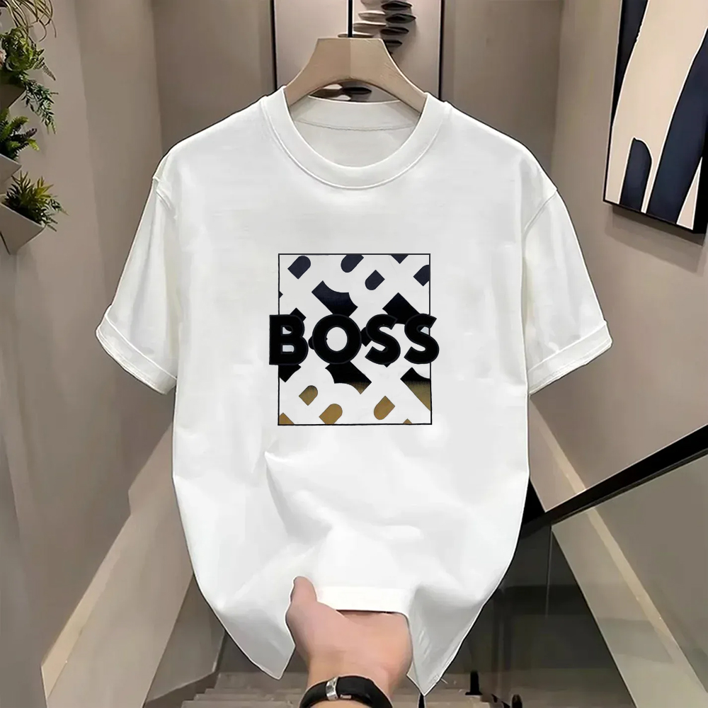 Contrast Color Letter Print Round Neck T-Shirt