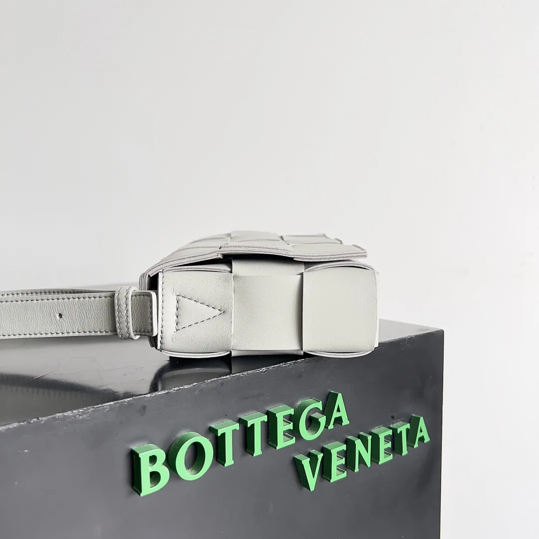 Bottega Veneta Cassette Grey Intrecciato Woven Leather Shoulder Bag product photo from LabelPicks