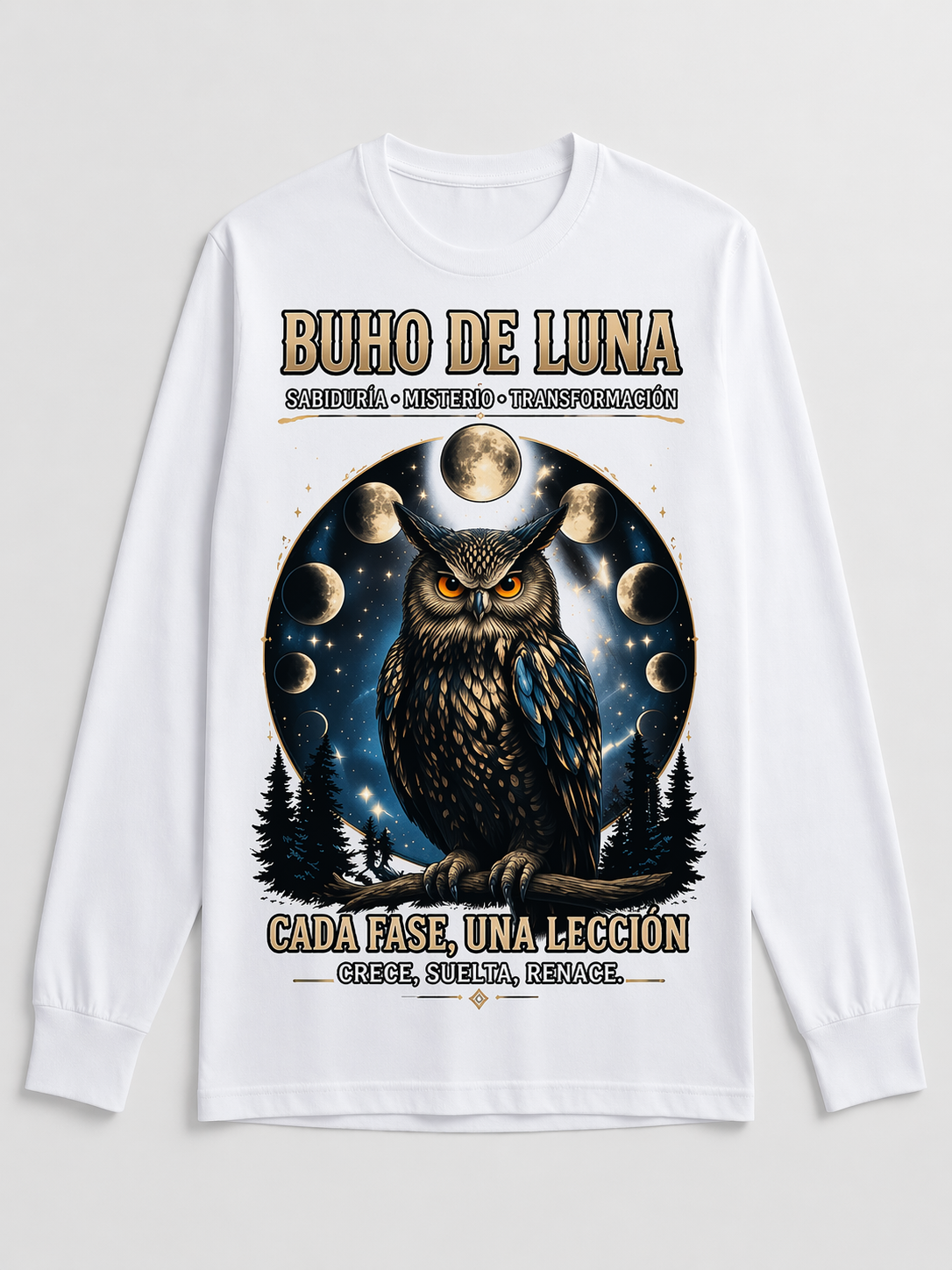Remera Búho de las Fases Lunares – Misterio Nocturno