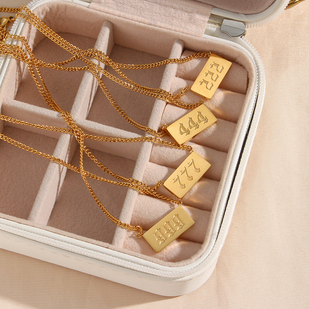 2022 New Square 777 Necklace 18k Gold