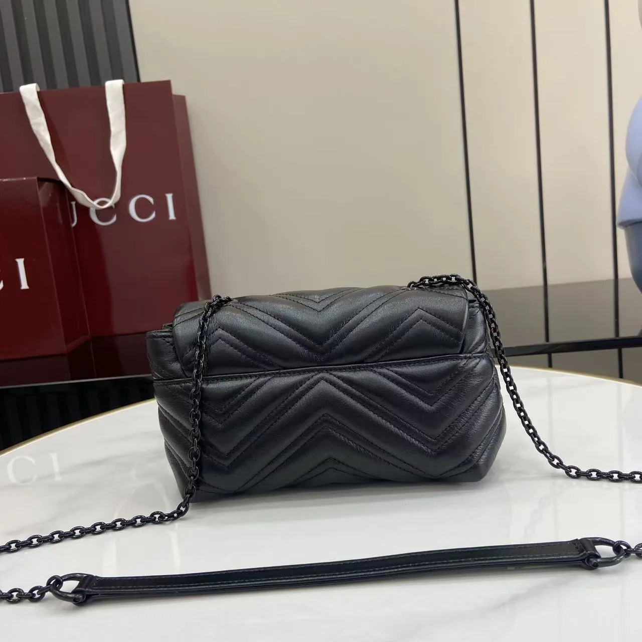 Gucci Black Marmont GG Supreme Canvas Crossbody Bag product photo from LabelPicks