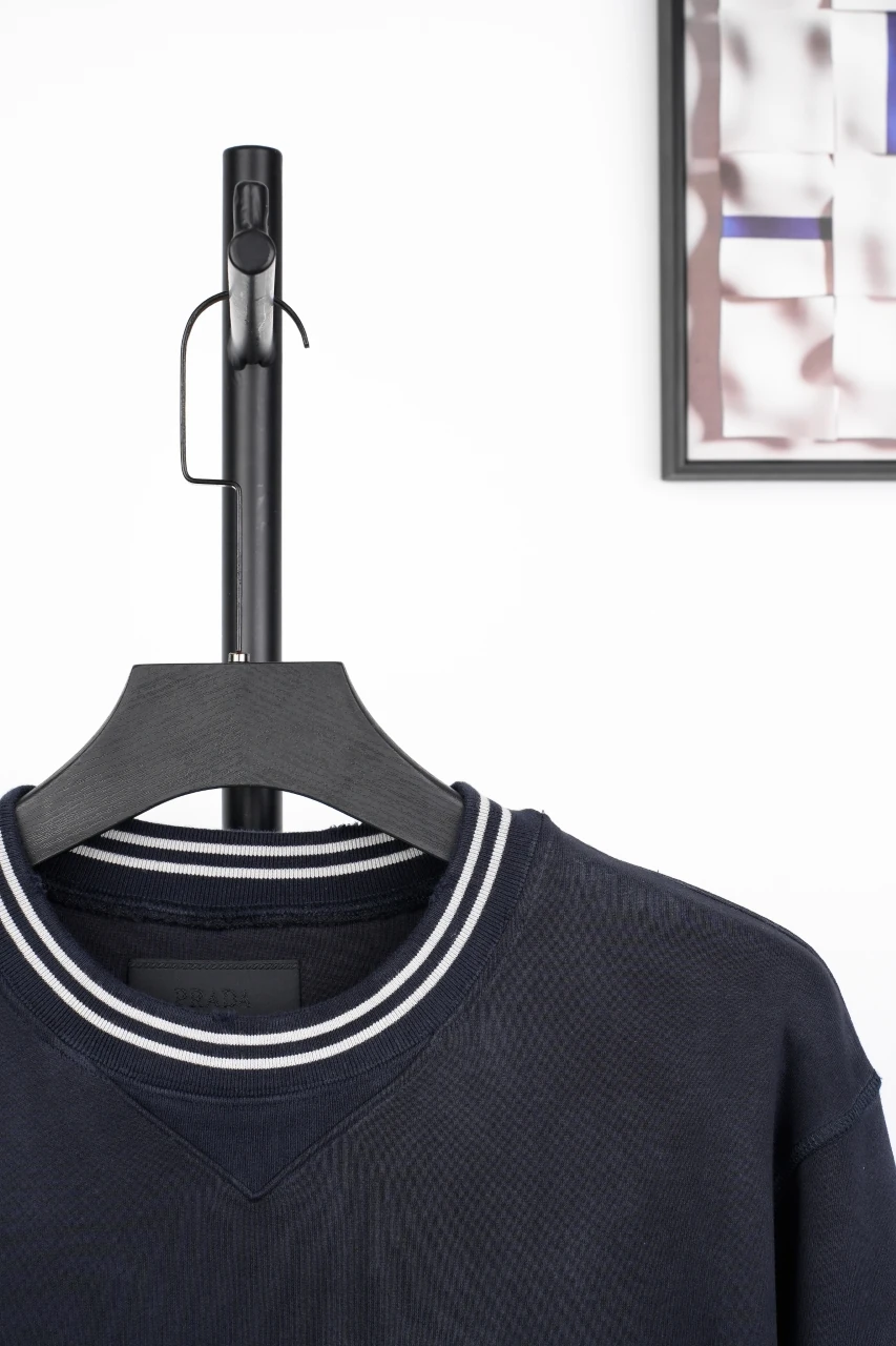 Prada Navy Washed Distressed Logo Crewneck Sweatshirt product photo from LabelPicks