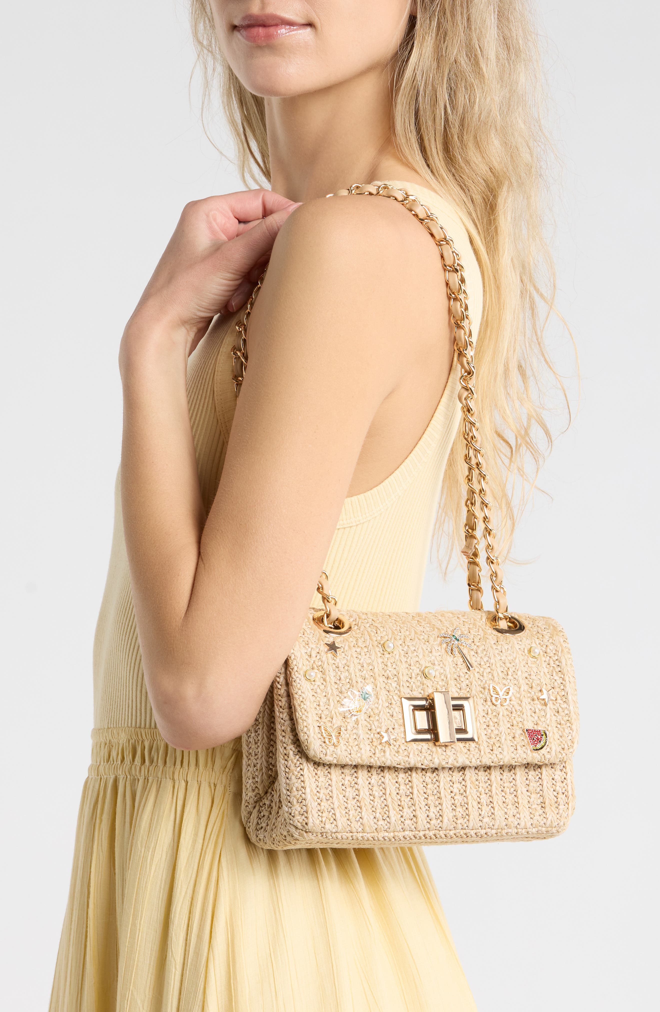 ALDO Charm Raffia Shoulder Bag