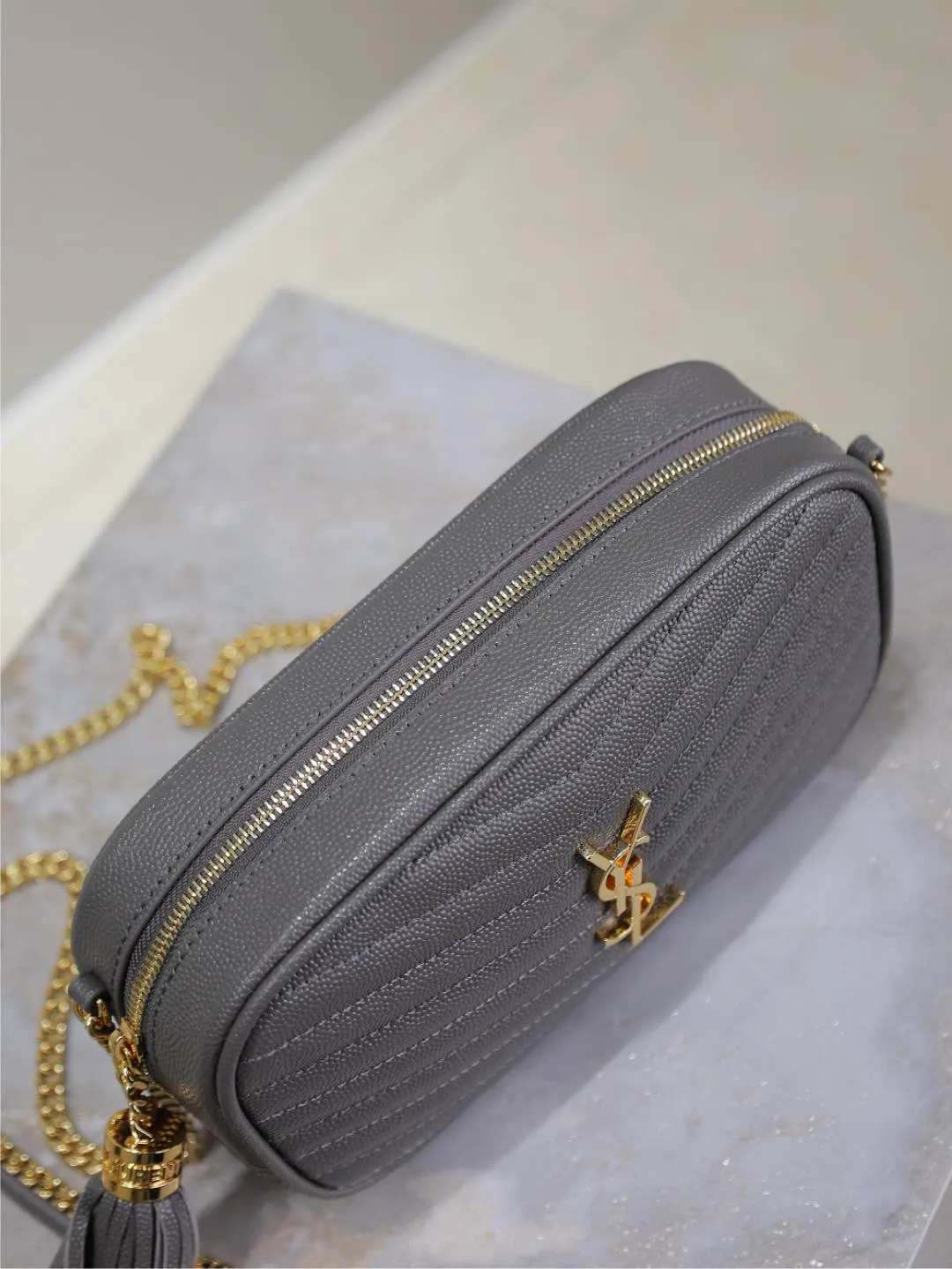 Saint Laurent Grey Calfskin Shoulder Bag product photo from LabelPicks