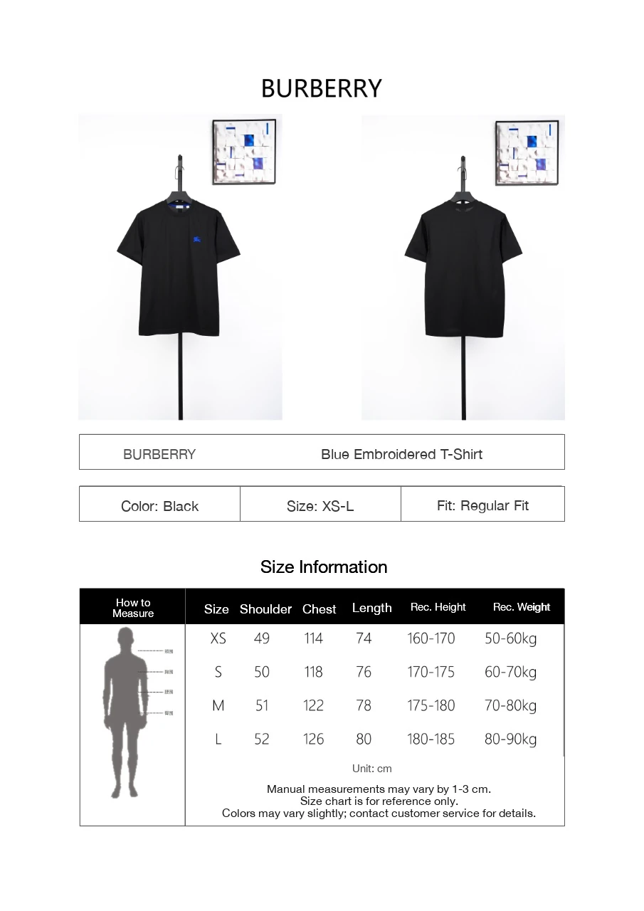 Burberry Black Blue Equestrian Knight Embroidered T-Shirt product photo from LabelPicks