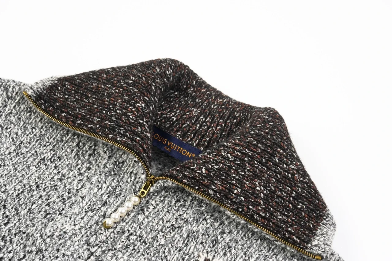 Louis Vuitton Grey Fishing Graphic Collared Sweater Jacket product photo from LabelPicks