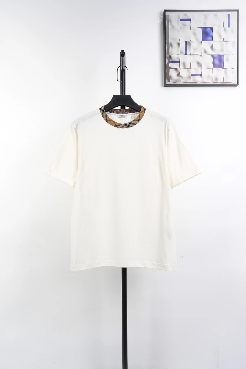 Burberry White Check Collar Crewneck T-Shirt product photo from LabelPicks