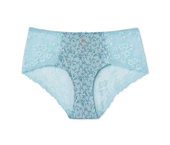 Spitzen-Panty, türkis mit floralem Print