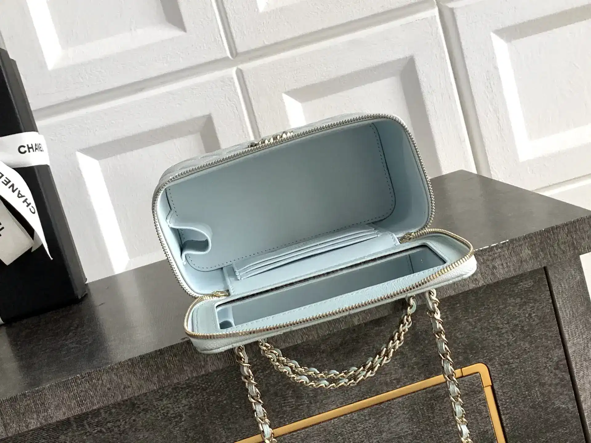 Chanel Blue Quilted Leather Top Handle Bag product photo from LabelPicks