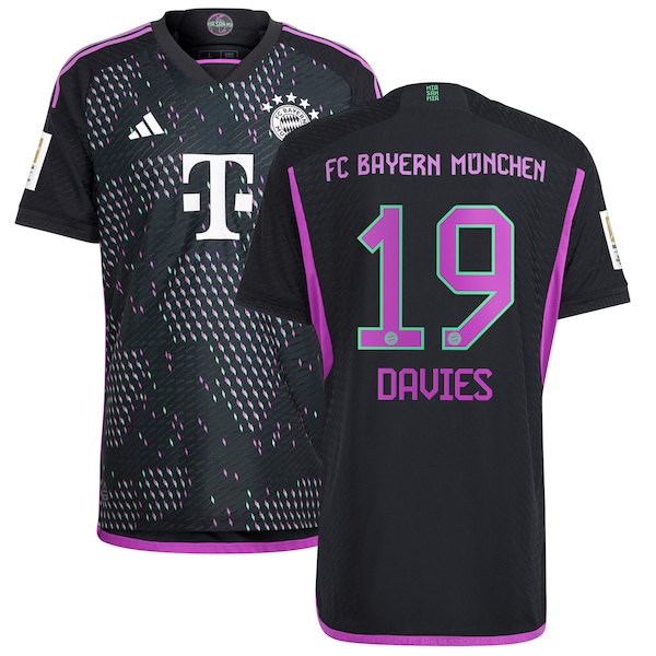 Alphonso Davies Bayern Munich adidas 2023/24 Away Authentic Player Jersey - Black/White