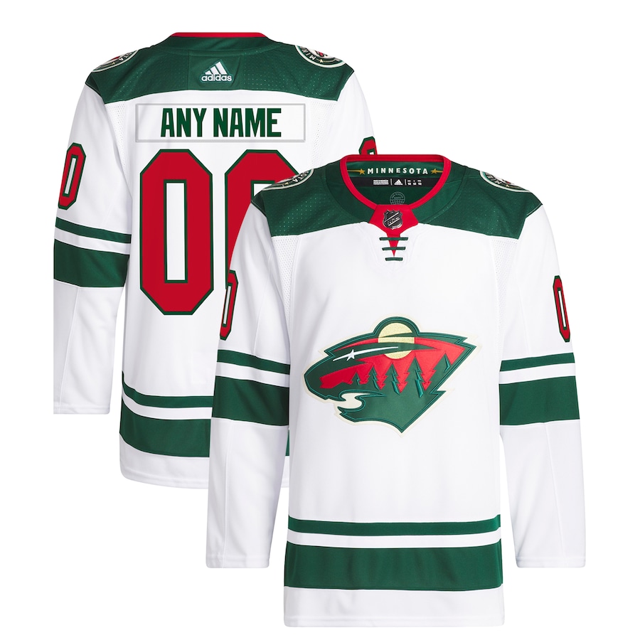 Minnesota Wild adidas Away Custom Primegreen Authentic Pro Jersey – White