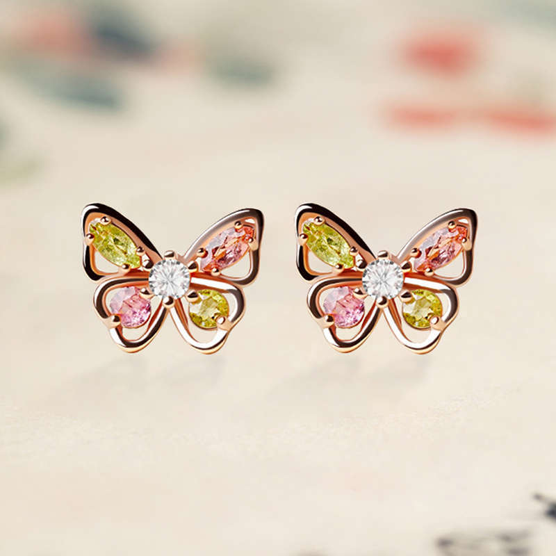 925 Sterling Silver Butterfly Stud Earrings
