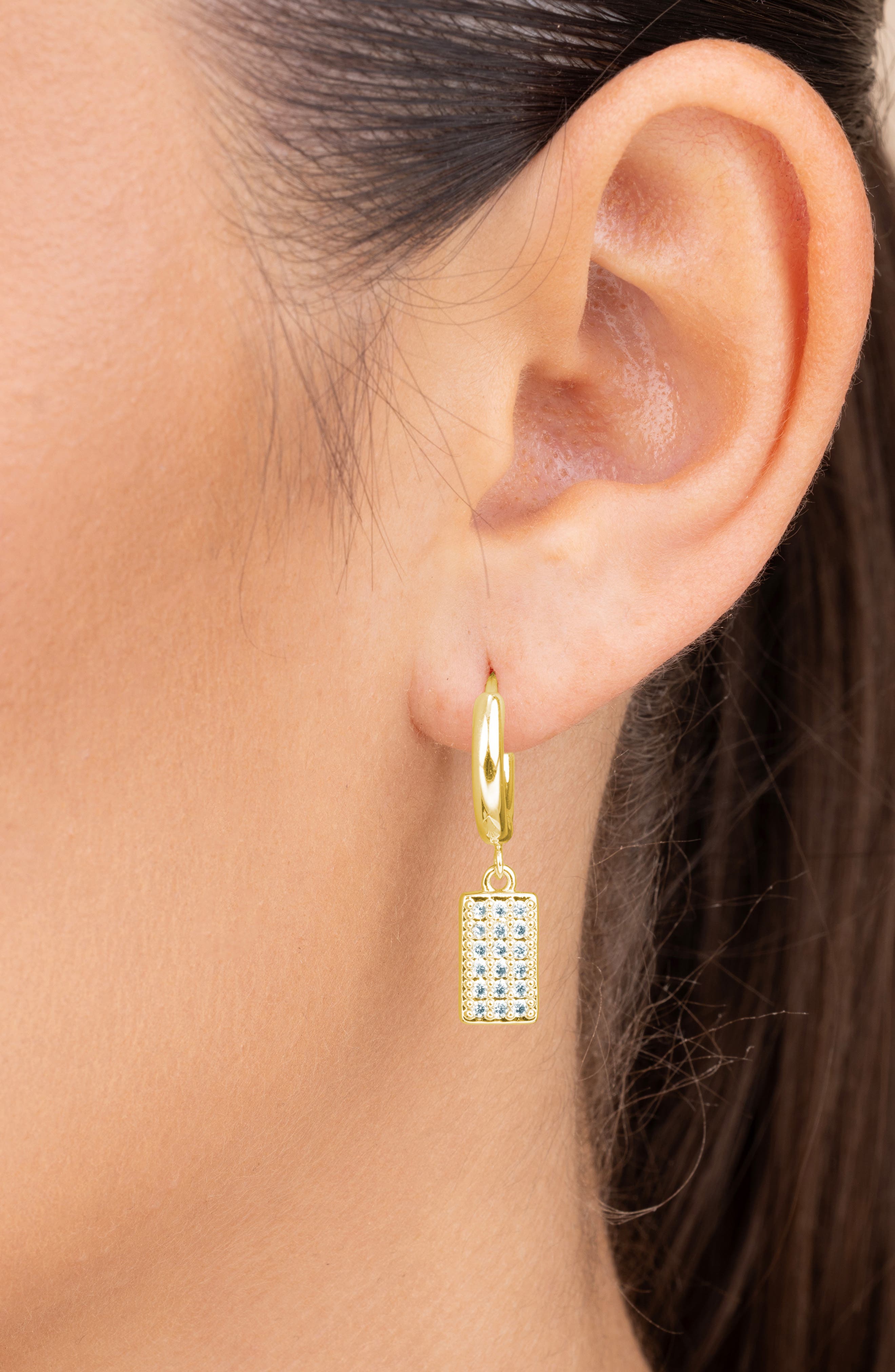 Sterling Forever Sybil Cubic Zirconia Rectangular Tag Drop Earrings