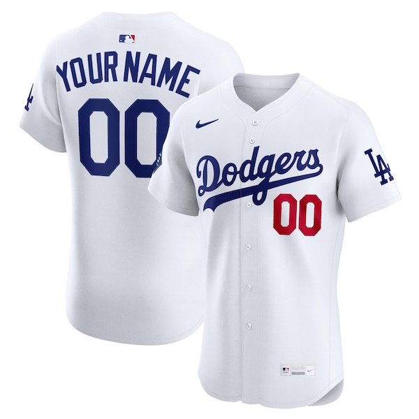 Los Angeles Dodgers Nike Home Elite Sponsor Patch Custom Jersey - White