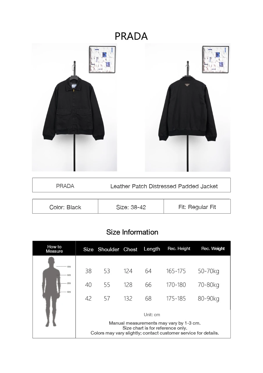Prada Black Distressed Padded Jacket with Back Triangle Leather Patch product photo from LabelPicks