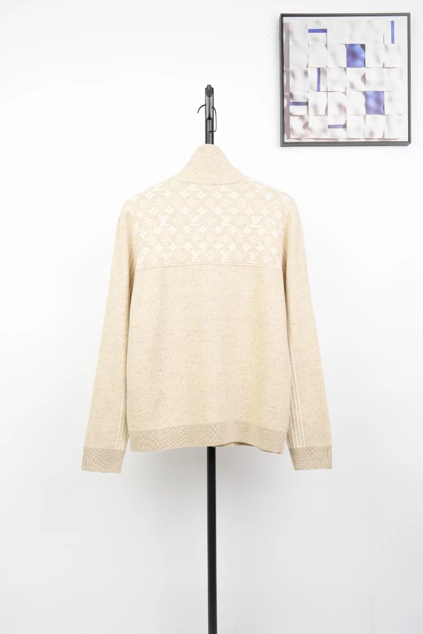 Louis Vuitton Off White Monogram Jacquard Half Zip Turtleneck Sweater product photo from LabelPicks