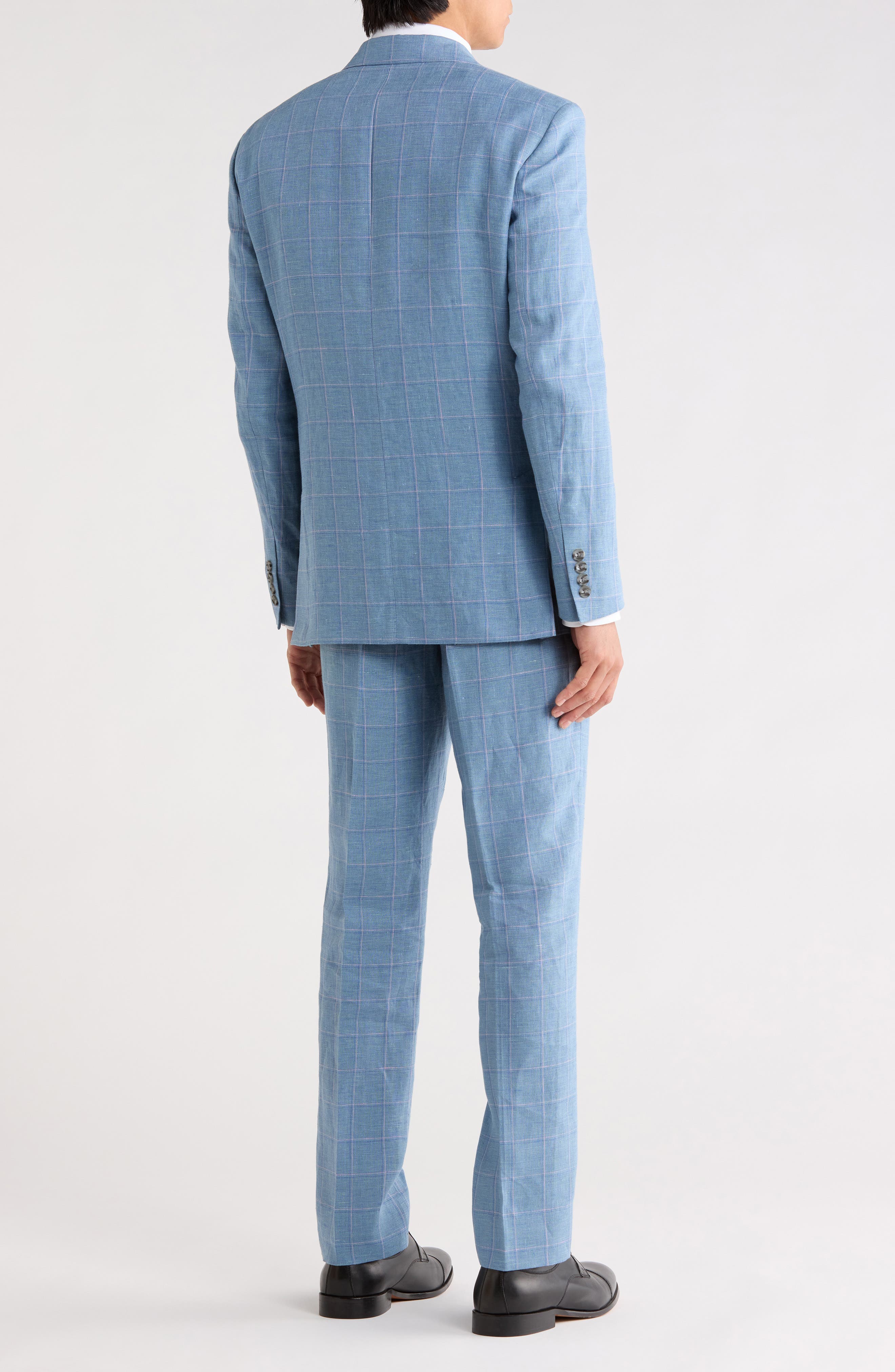 NORDSTROM RACK Trim Fit Plaid Linen Suit