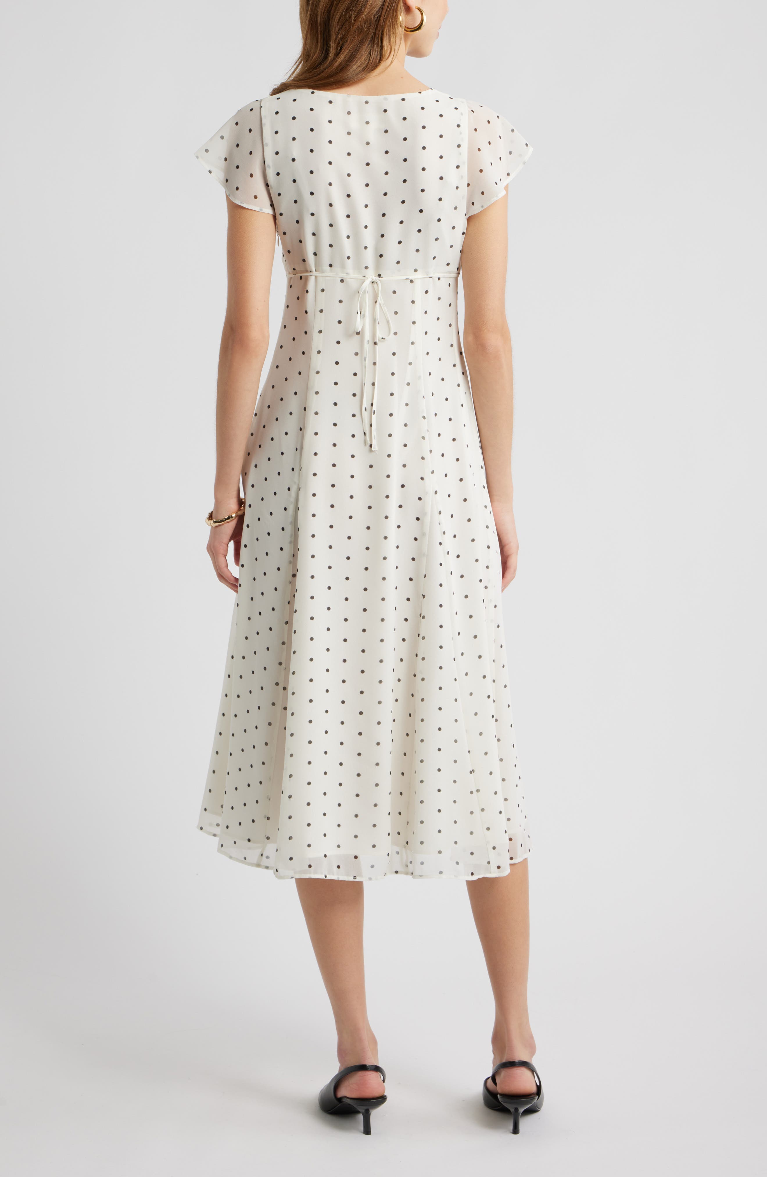 Open Edit Short Sleeve Godet Pleat Dress