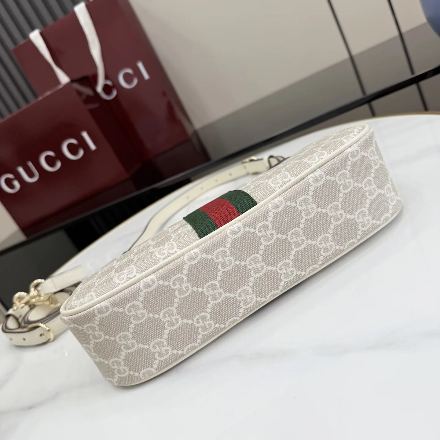 Gucci Ophidia White GG Supreme Canvas Shoulder Bag product photo from LabelPicks