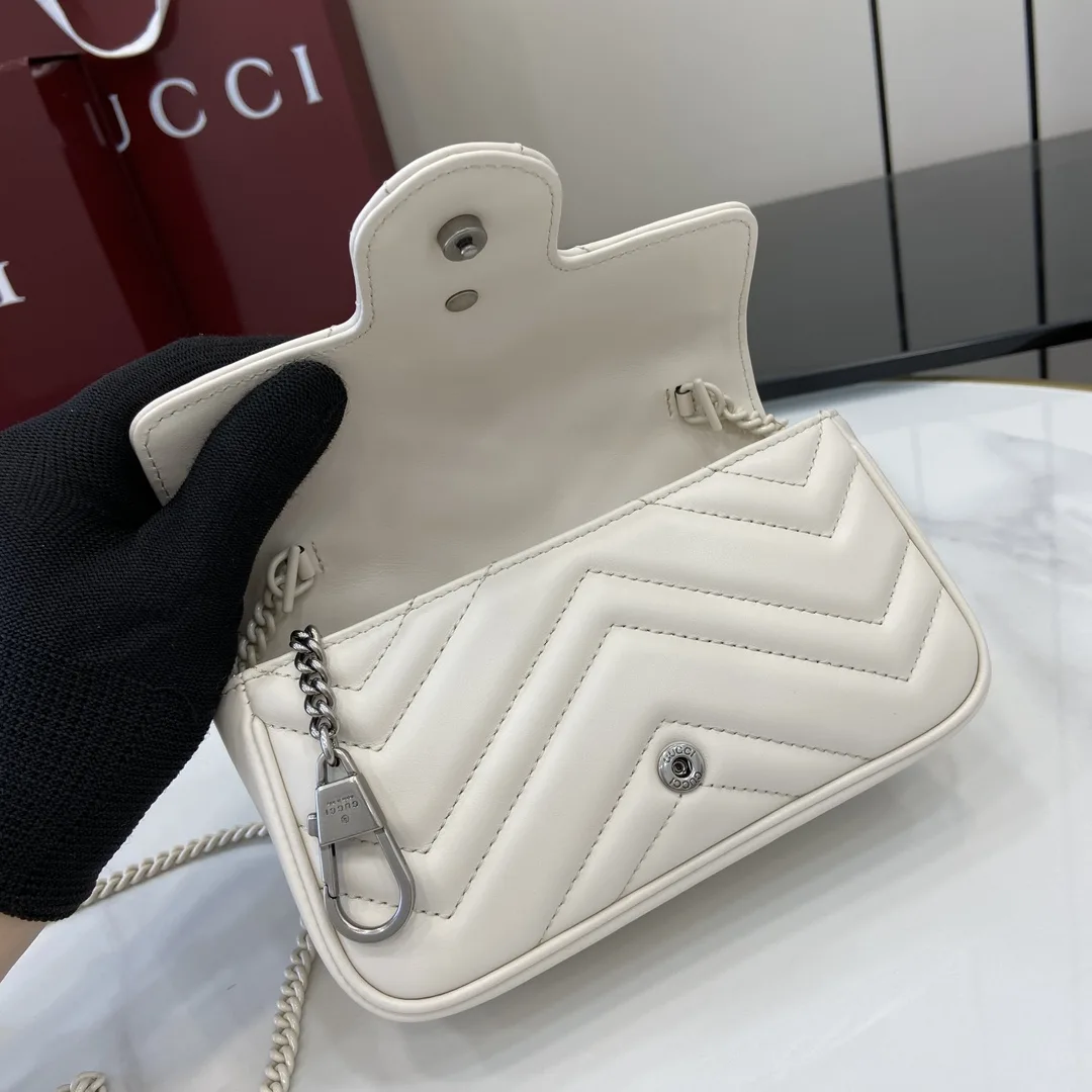 Gucci White Marmont GG Supreme Canvas Shoulder Bag product photo from LabelPicks