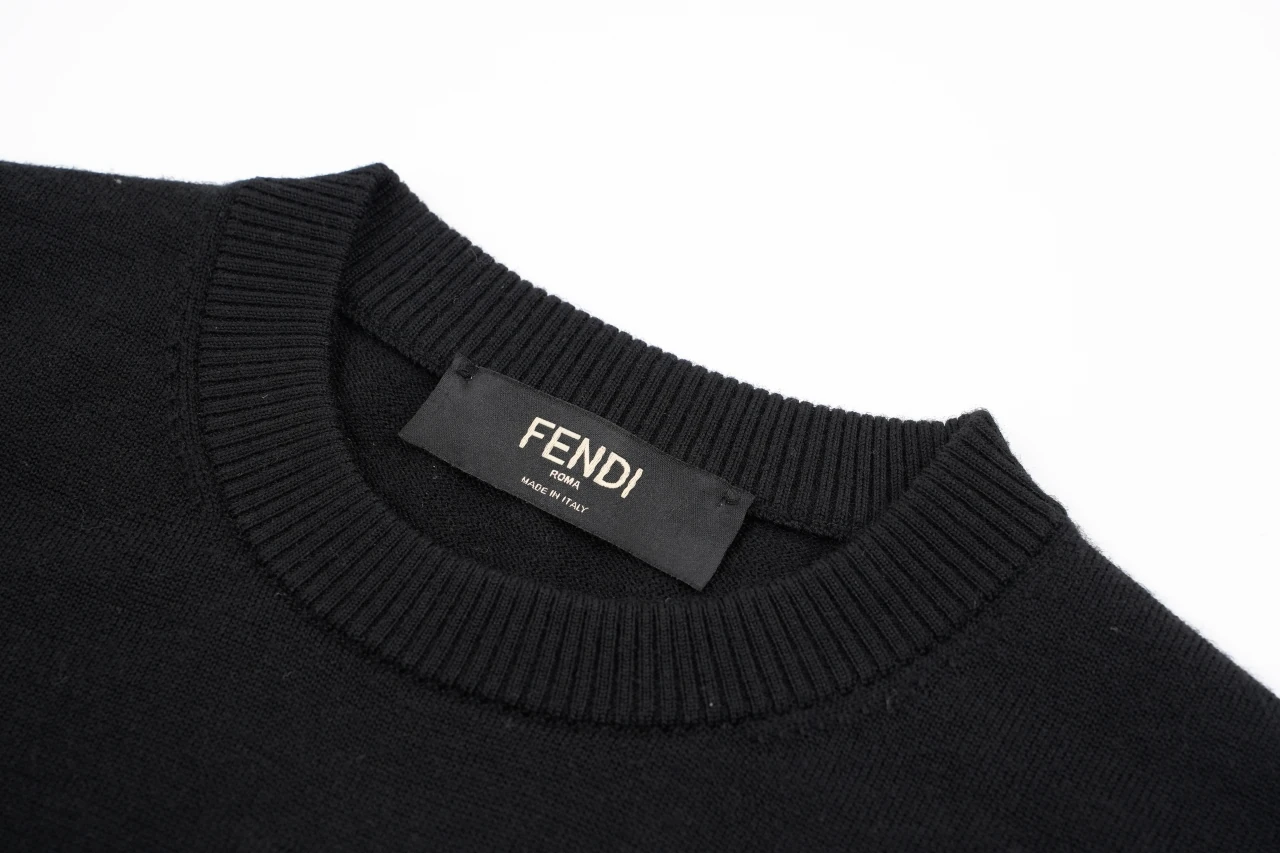 Fendi Black Embossed FF Wool Crewneck Sweater product photo from LabelPicks